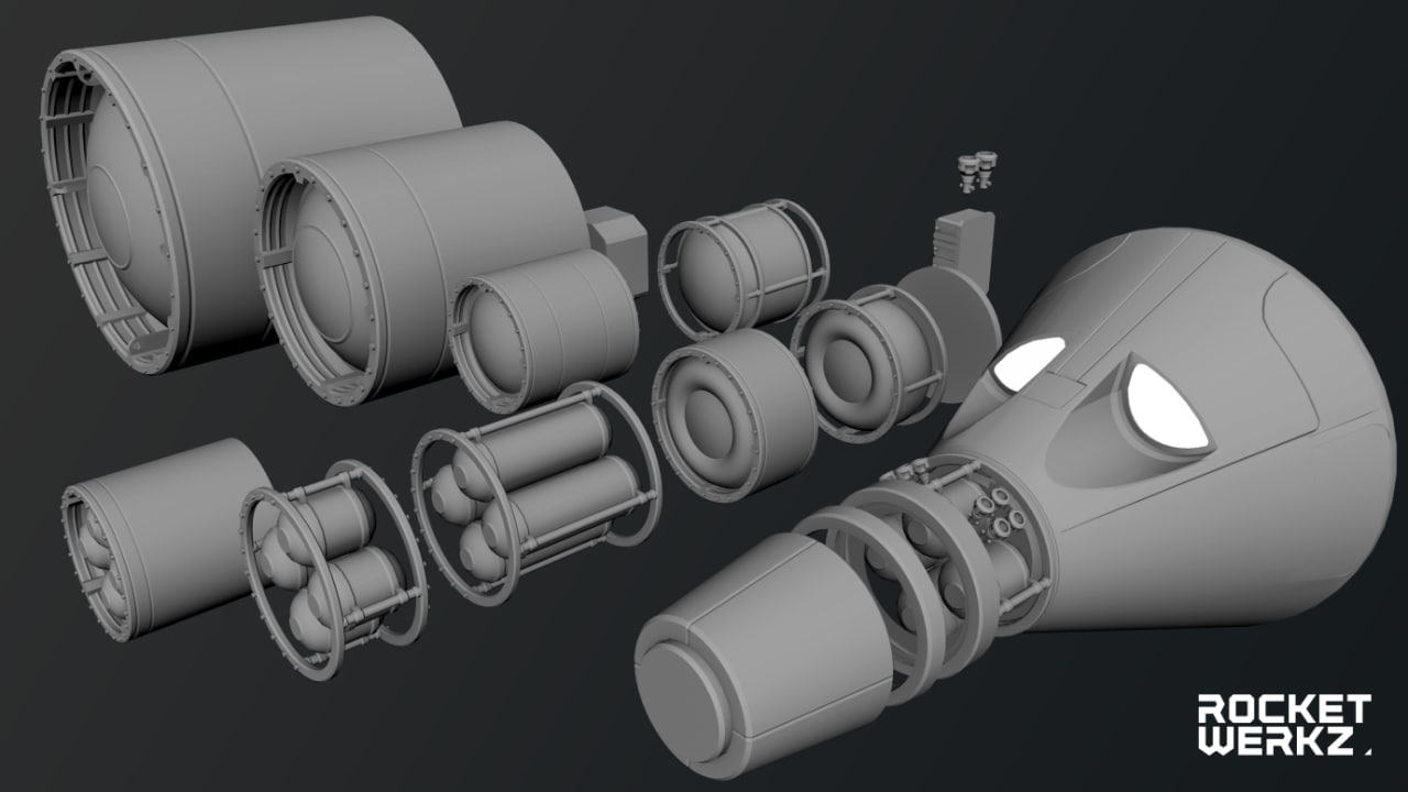Создание топливных баков, RCS и внешних панелей
